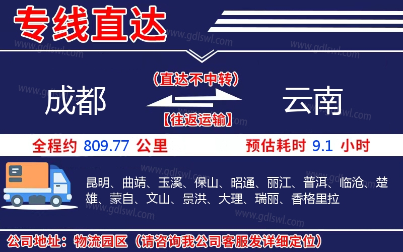 成都到云南物流公司