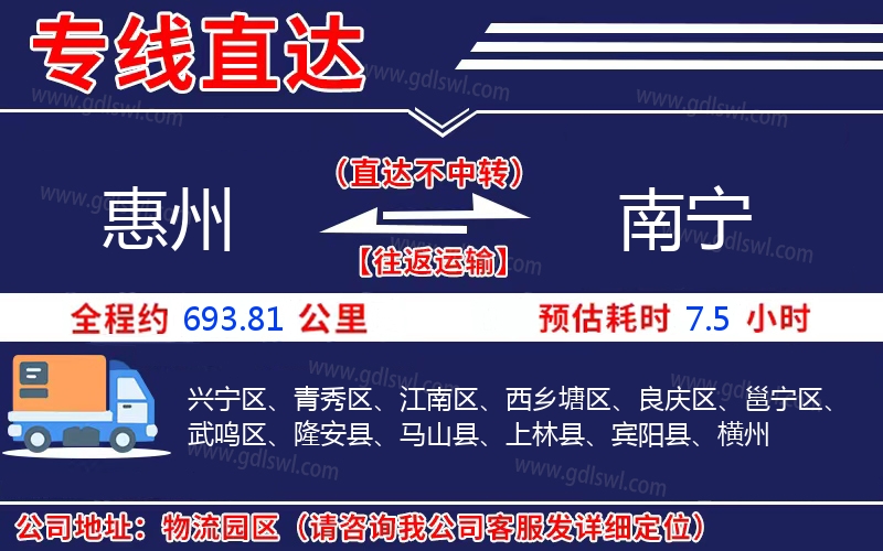 惠州到南寧物流公司