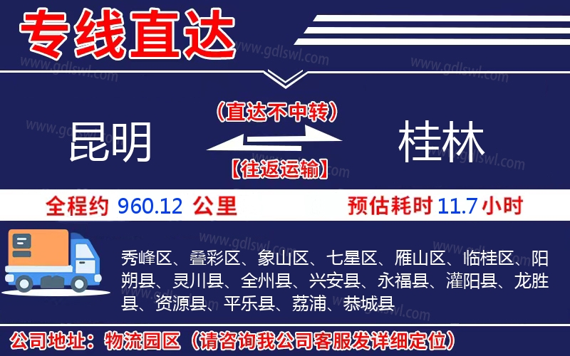 昆明到桂林物流公司 昆明到桂林物流公司