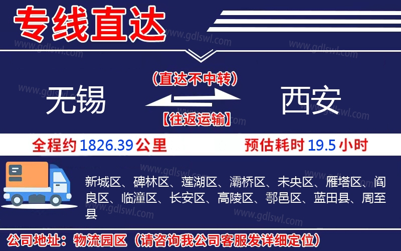 無錫到西安物流公司