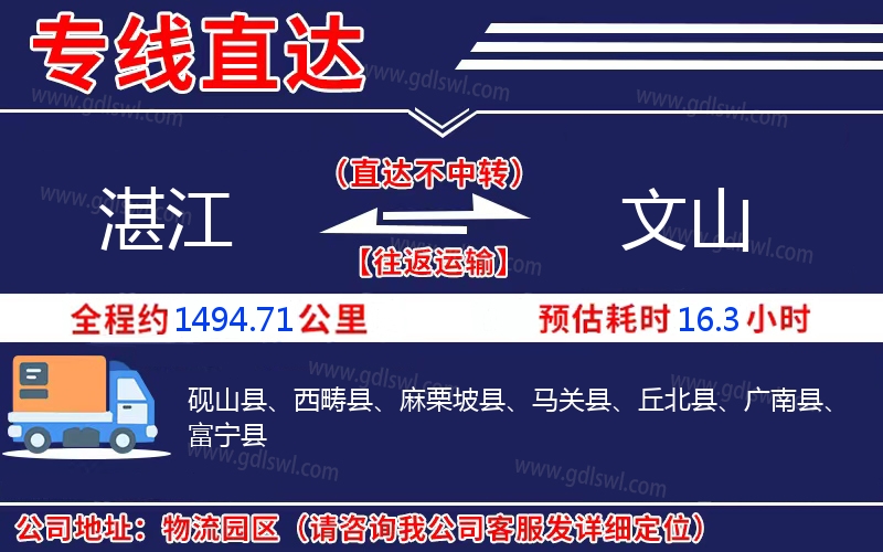 湛江到文山物流公司