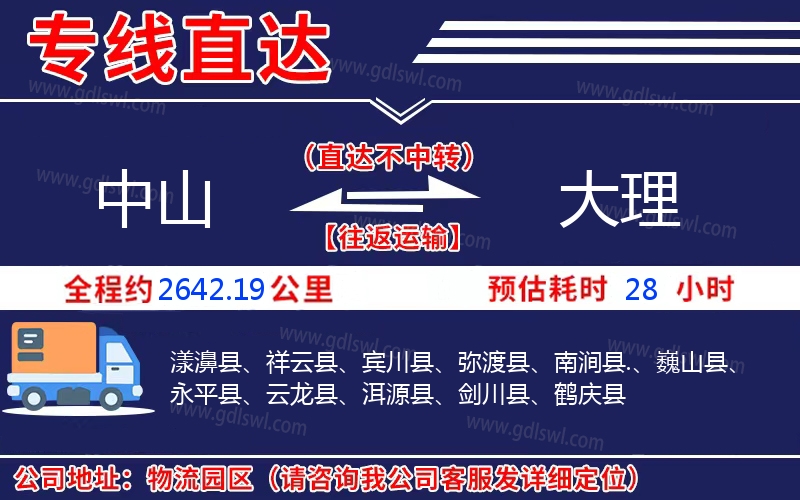 中山到大理物流公司 中山到大理物流公司